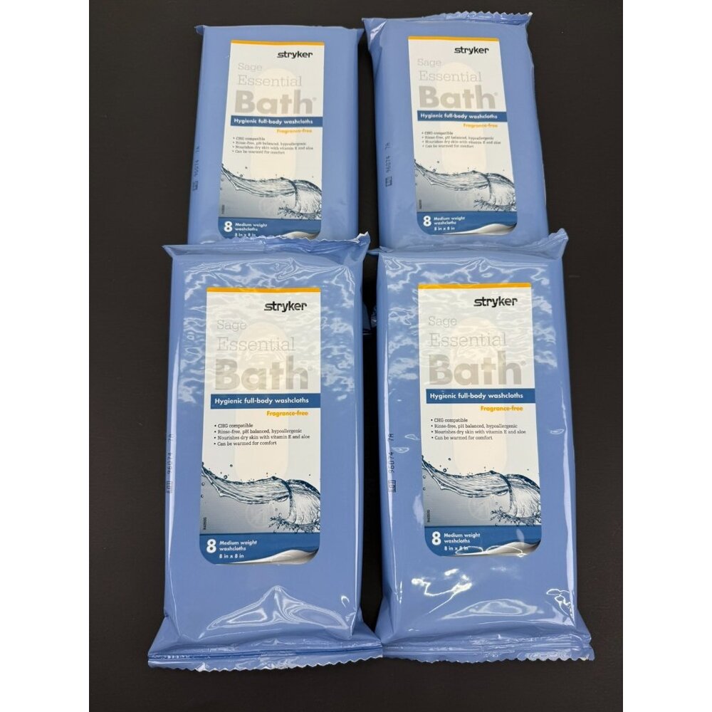 New Stryker Sage Bath Hygenic Full Body Washcloths Fragrance-Free 8pk (Lot Of 4)